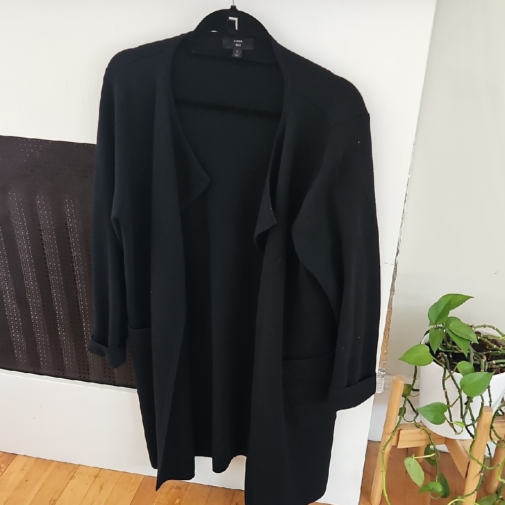J. Crew Classic Long Black Cardigan